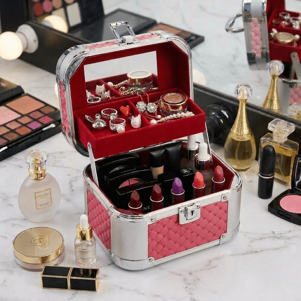 Boîte à Bijoux Voyage Cosmétique Rouge Brique - | AïtaVia