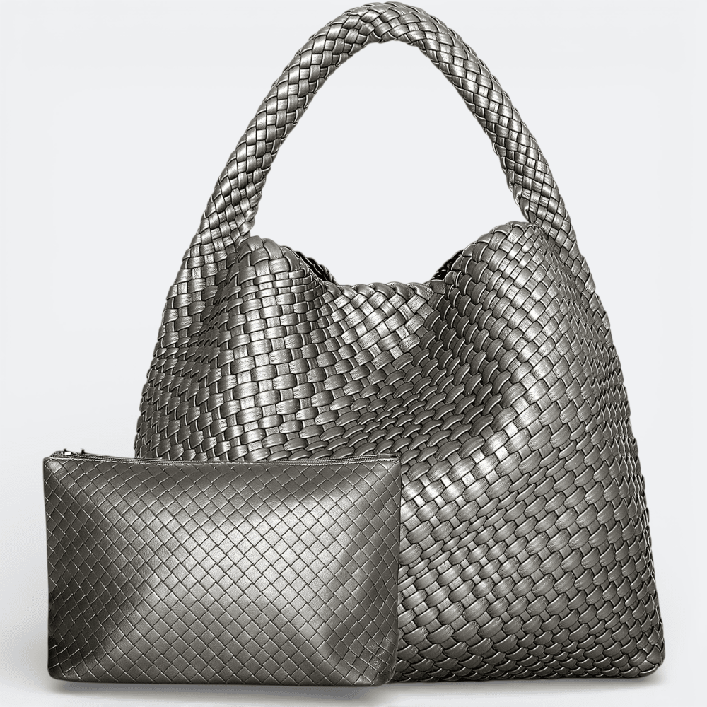 Grand Sac à Main Femme Cuir Souple Argent Fumé - | AïtaVia