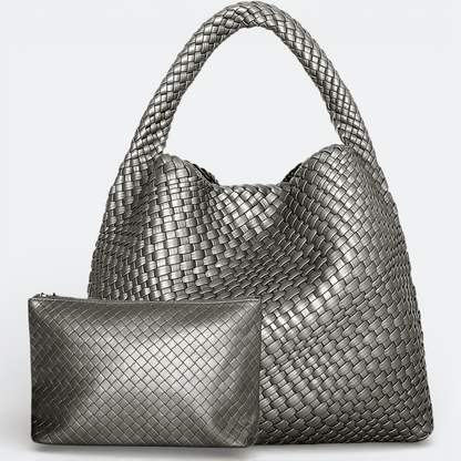 Grand Sac à Main Femme Cuir Souple Argent Fumé - | AïtaVia