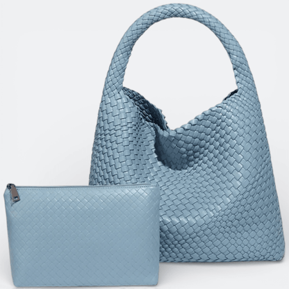 Grand Sac à Main Femme Cuir Souple Bleu Poudré - | AïtaVia
