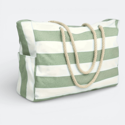 Grand Sac de Plage Pliable Rayures Noir Blanc - | AïtaVia