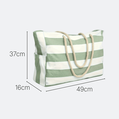Grand Sac de Plage Pliable Rayures Noir Blanc - | AïtaVia