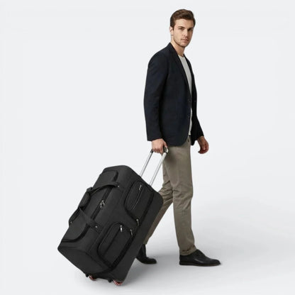Grand Sac de Voyage a Roulette Brun Patiné - | AïtaVia