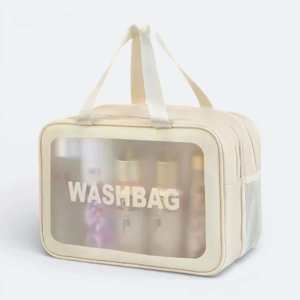 Grande Trousse de Toilette Transparente Beige Ivoire - | AïtaVia
