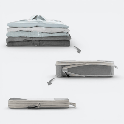 Organisateur De Valise Compressible Gris & Bleu Saphir - | AïtaVia