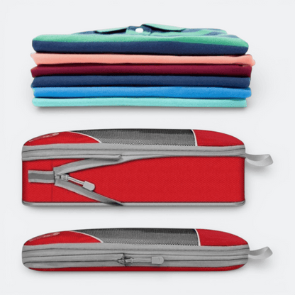Organisateur De Valise Compressible Gris & Bleu Saphir - | AïtaVia