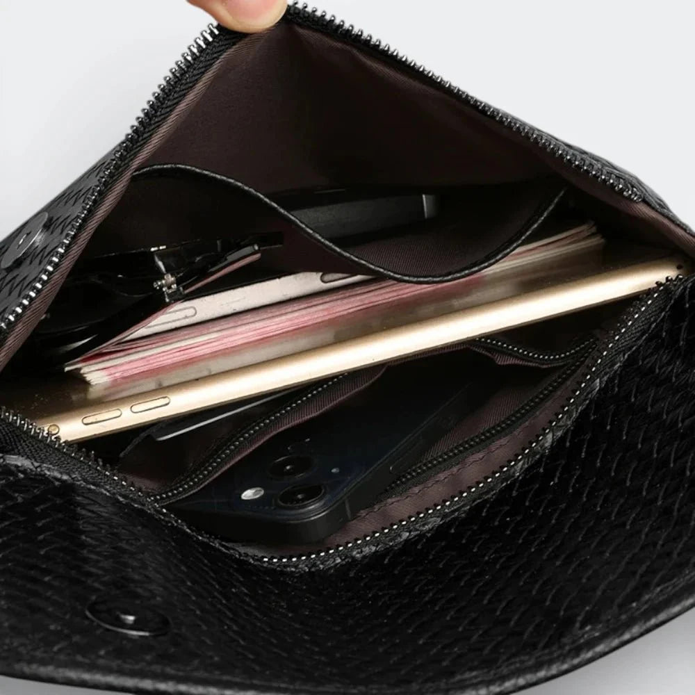 Petit Sac Bandoulière en Cuir Homme Noir & Brun Rosé - | AïtaVia