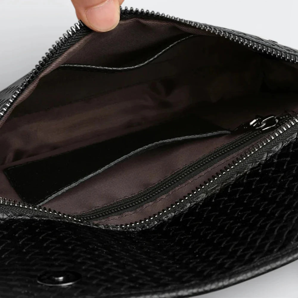 Petit Sac Bandoulière en Cuir Homme Noir & Brun Rosé - | AïtaVia