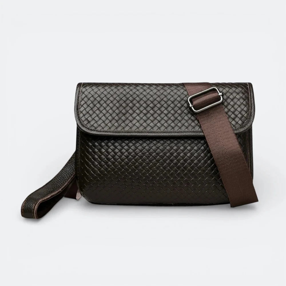 Petit Sac Bandoulière en Cuir Homme Noir & Brun Rosé - | AïtaVia