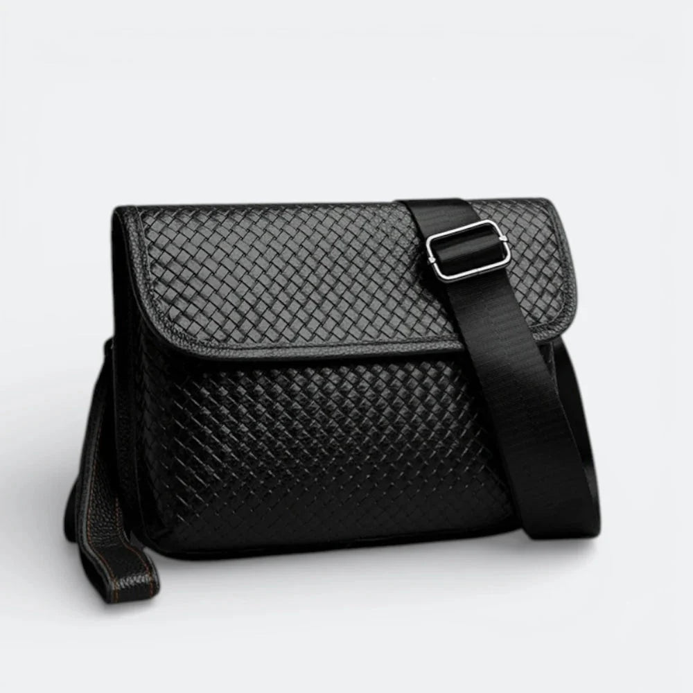 Petit Sac Bandoulière en Cuir Homme Noir & Brun Rosé - | AïtaVia