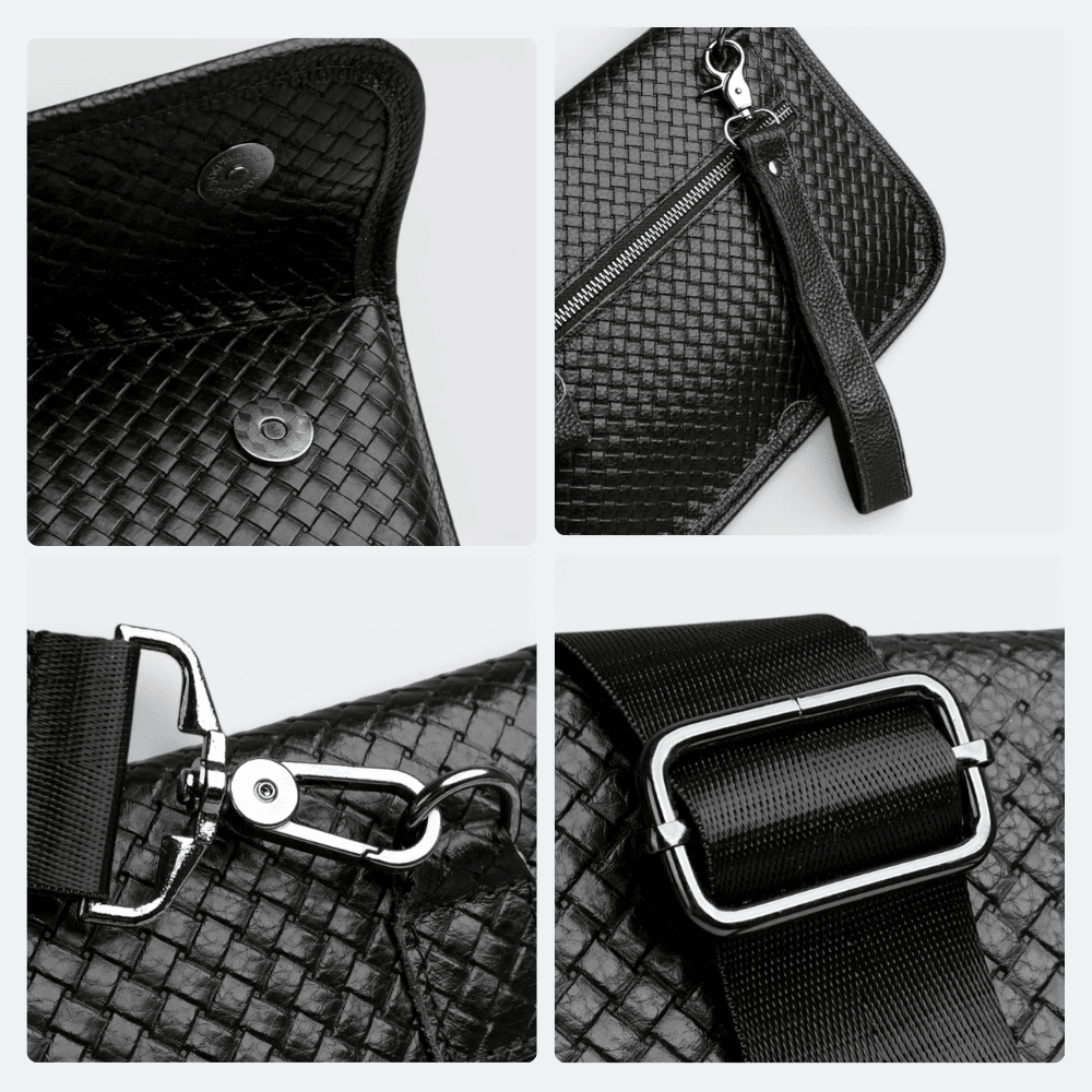 Petit Sac Bandoulière en Cuir Homme Noir & Brun Rosé - | AïtaVia