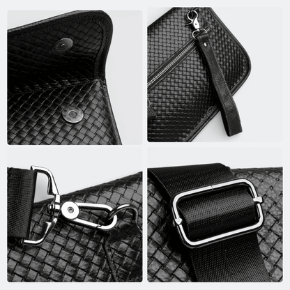 Petit Sac Bandoulière en Cuir Homme Noir & Brun Rosé - | AïtaVia
