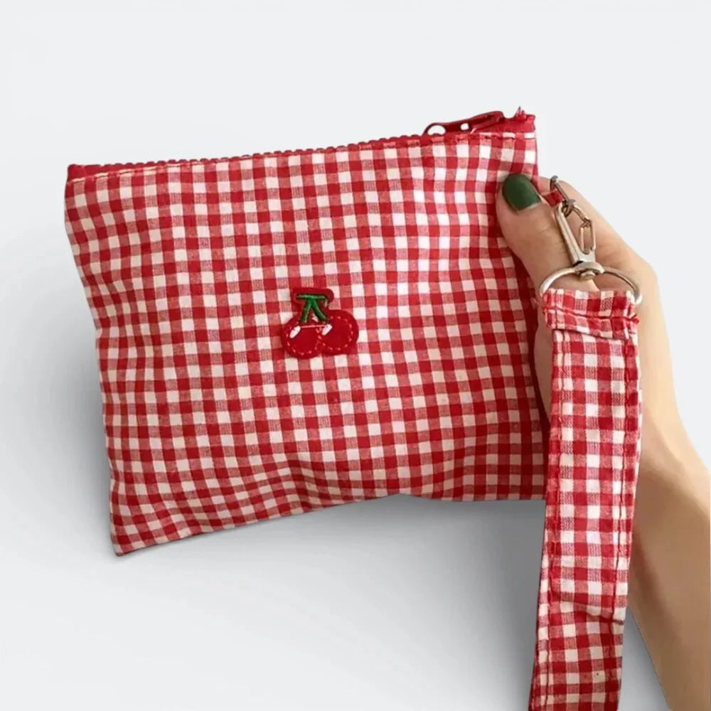 Petite Trousse Maquillage en Toile Vichy Rouge - | AïtaVia