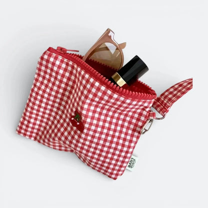 Petite Trousse Maquillage en Toile Vichy Rouge - | AïtaVia