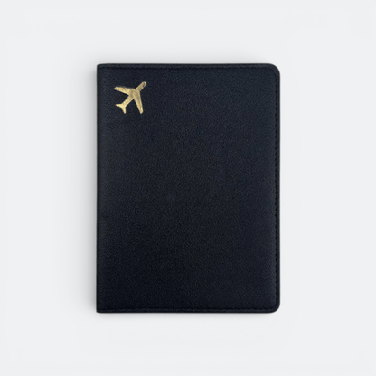 Protège Passeport Avion Noir Charbon - | AïtaVia