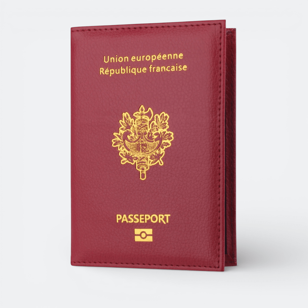 Protège Passeport Français Bordeaux Foncé - | AïtaVia