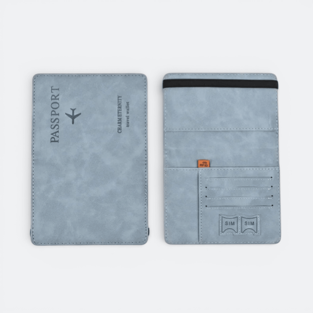Protège Passeport Homme Bleu Fumé - | AïtaVia