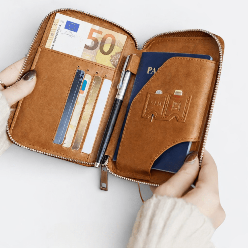 Protège Passeport RFID Marron Cuivré - | AïtaVia