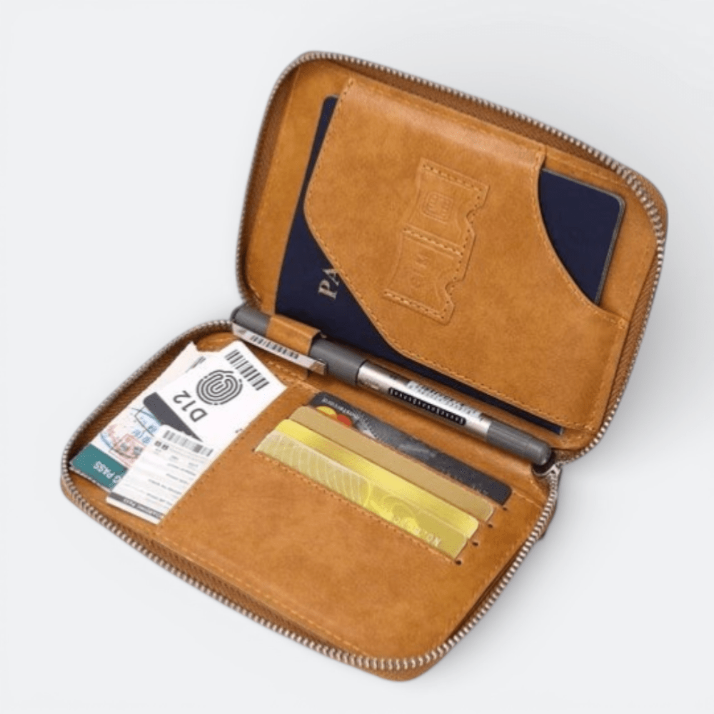 Protège Passeport RFID Marron Cuivré - | AïtaVia