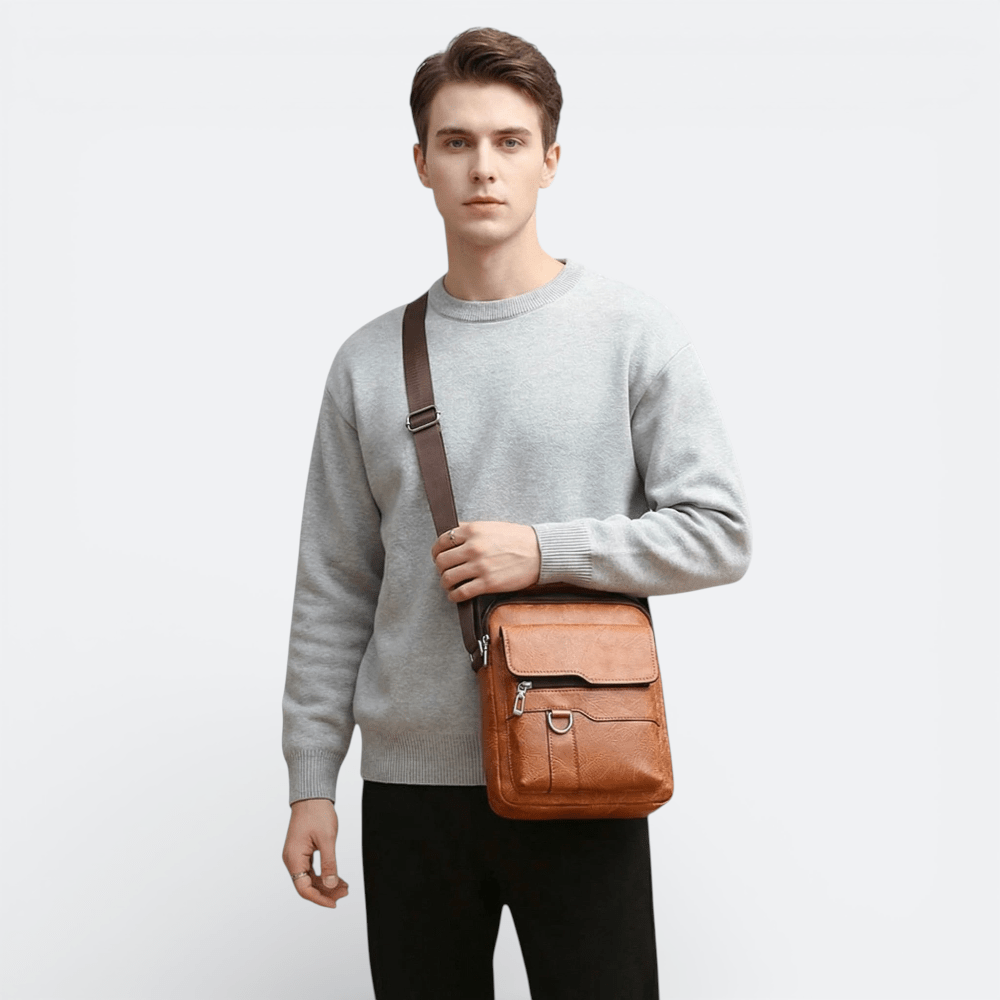 Sac à Bandoulière Homme Vintage Noir Charbon - | AïtaVia