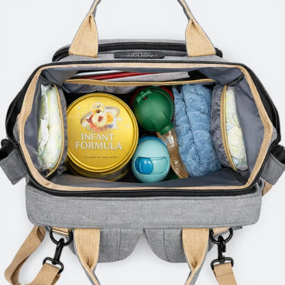 Sac à Dos à Langer avec Lit Gris Acier - | AïtaVia