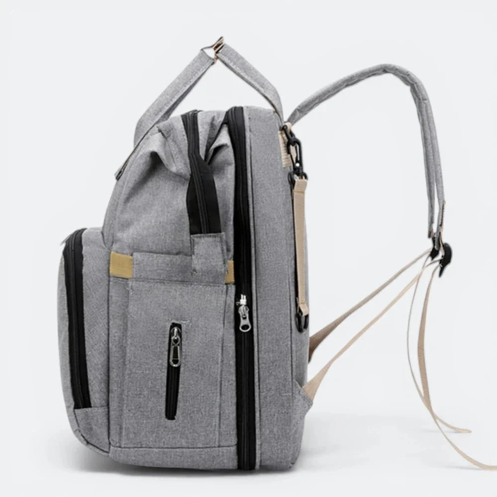 Sac à Dos à Langer avec Lit Gris Acier - | AïtaVia