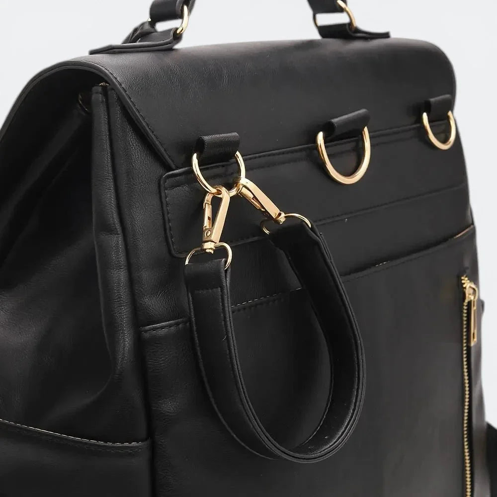 Sac à Dos à Langer en Cuir Sable Rosé - | AïtaVia
