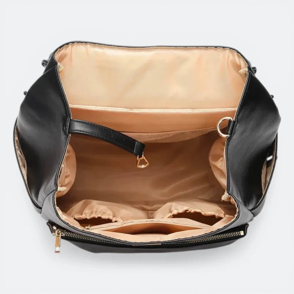 Sac à Dos à Langer en Cuir Sable Rosé - | AïtaVia