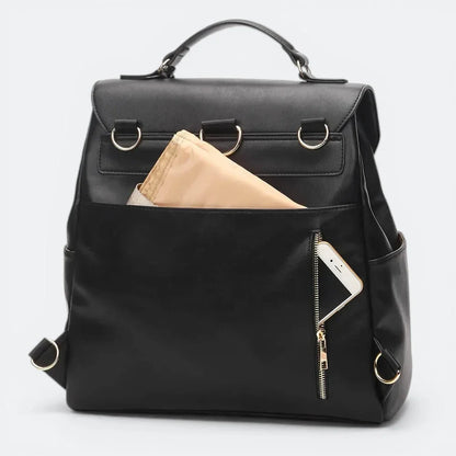 Sac à Dos à Langer en Cuir Sable Rosé - | AïtaVia