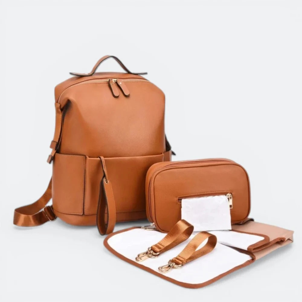 Sac à Dos à Langer Multifonction Terracotta Clair - | AïtaVia