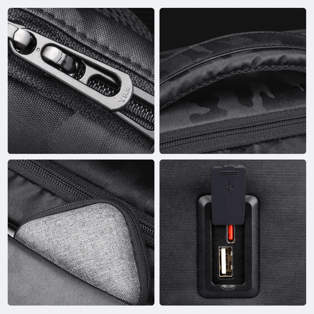 Sac à Dos avec Port USB Camouflage Sombre - | AïtaVia