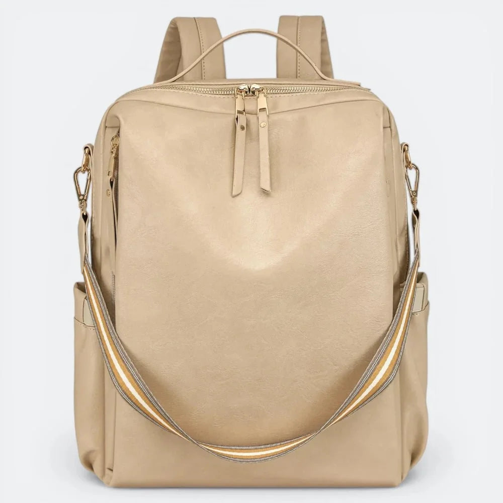 Sac à Dos Bandoulière Cuir Femme Beige - | AïtaVia