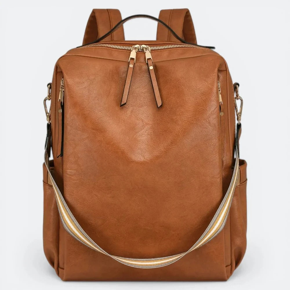 Sac à Dos Bandoulière Cuir Femme Orange Cuivré - | AïtaVia