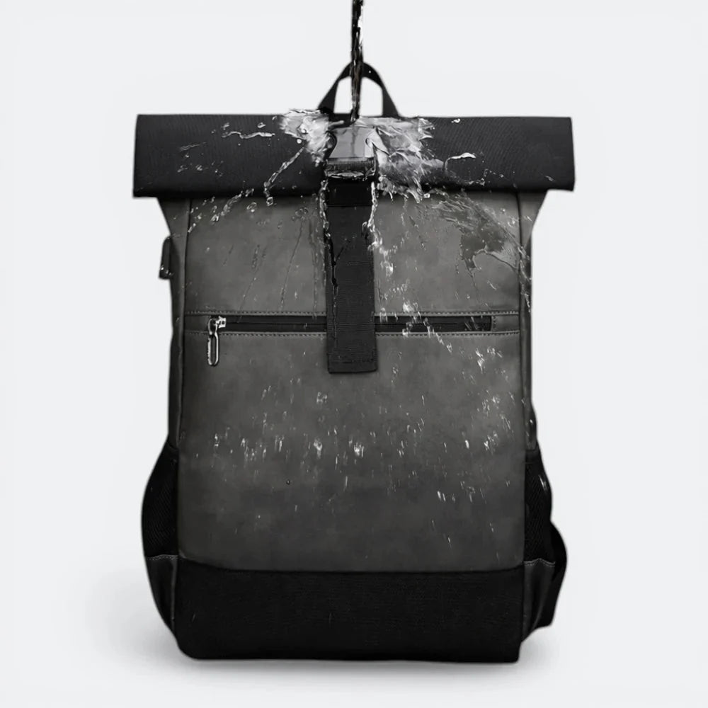 Sac à Dos Cuir Ordinateur Portable Bleu Gris - | AïtaVia