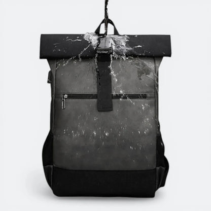 Sac à Dos Cuir Ordinateur Portable Bleu Gris - | AïtaVia