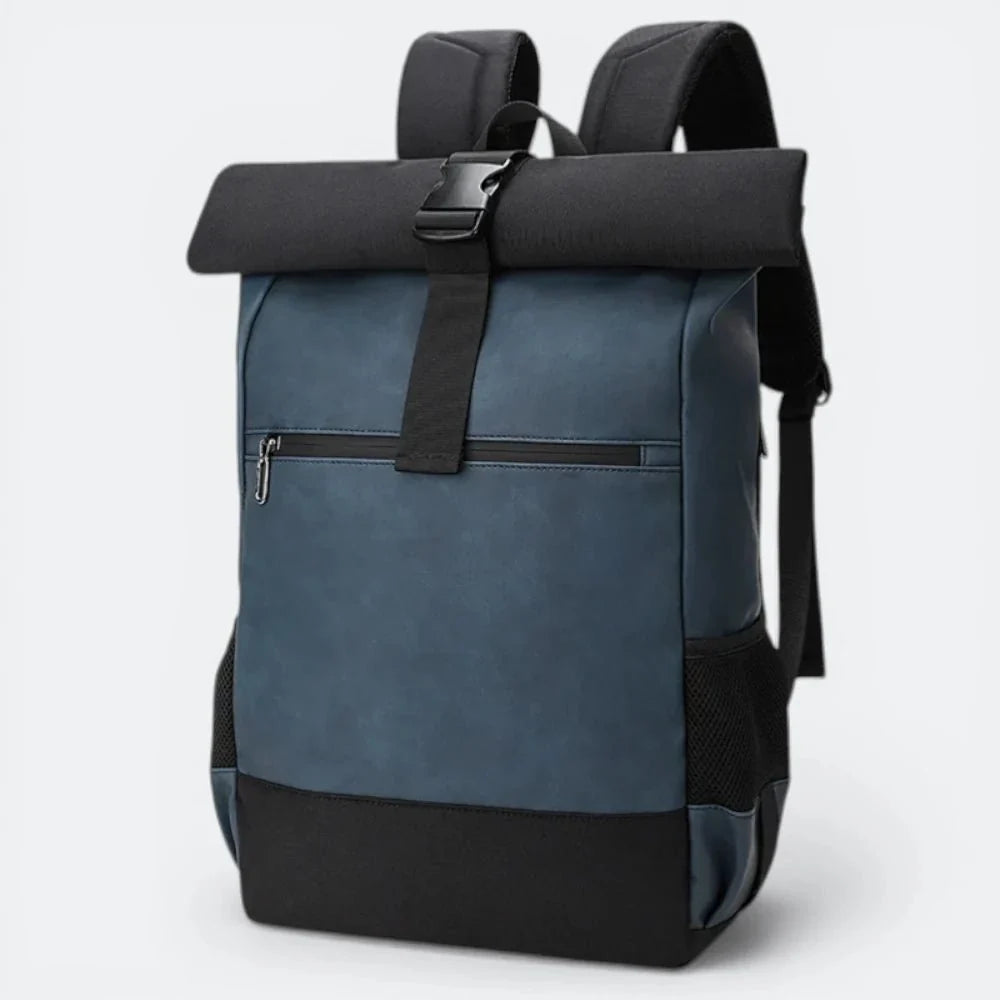 Sac à Dos Cuir Ordinateur Portable Bleu Gris - | AïtaVia