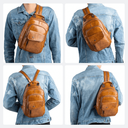 Sac à Dos Cuir Véritable Homme Noir - | AïtaVia