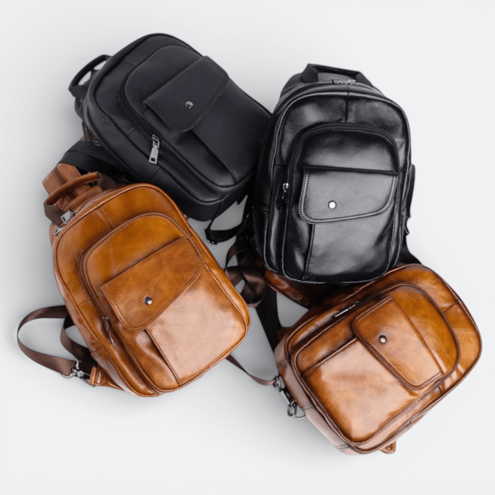 Sac à Dos Cuir Véritable Homme Noir - | AïtaVia
