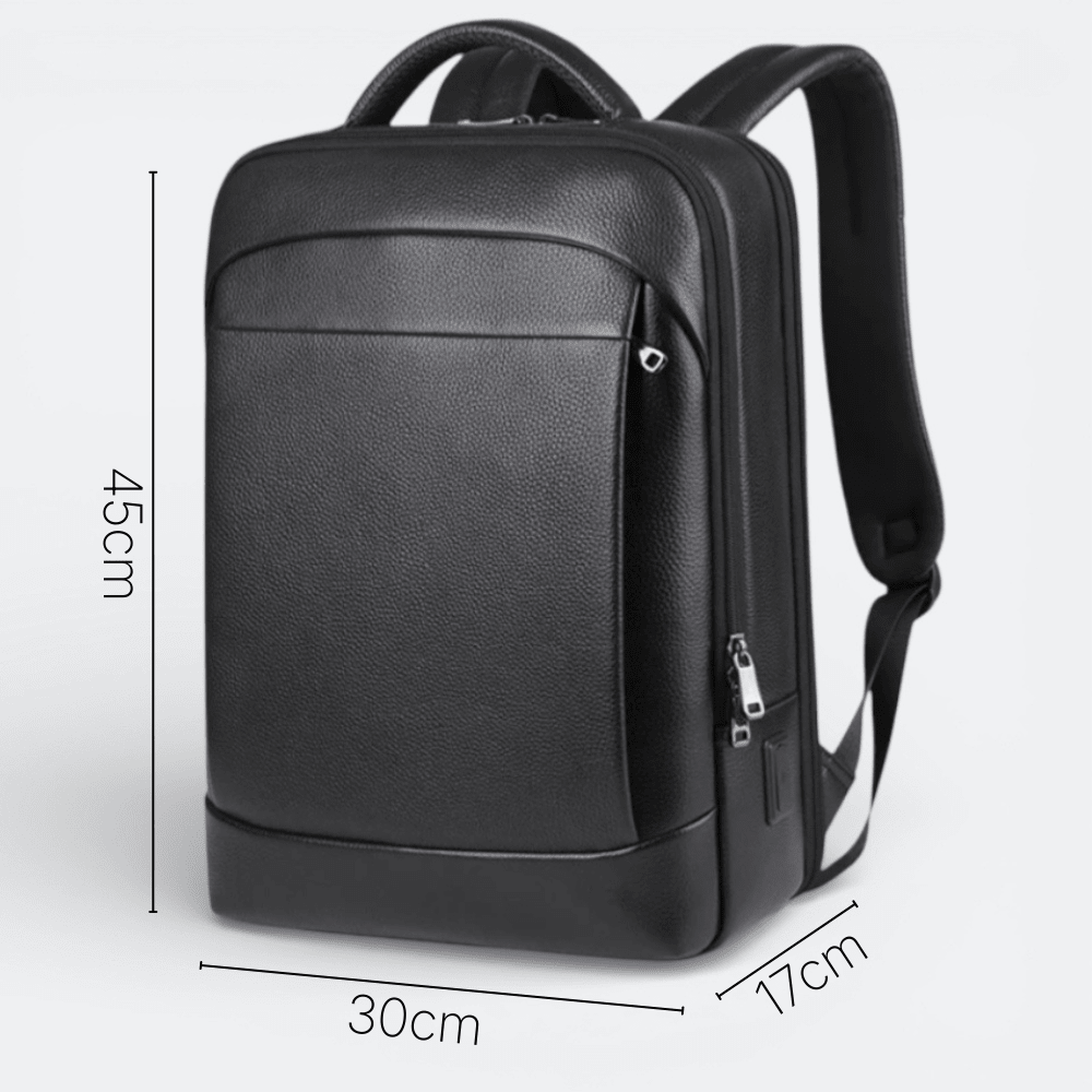 Sac à Dos Cuir Véritable Noir Homme Noir - | AïtaVia