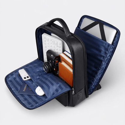 Sac à Dos Cuir Véritable Noir Homme Noir - | AïtaVia