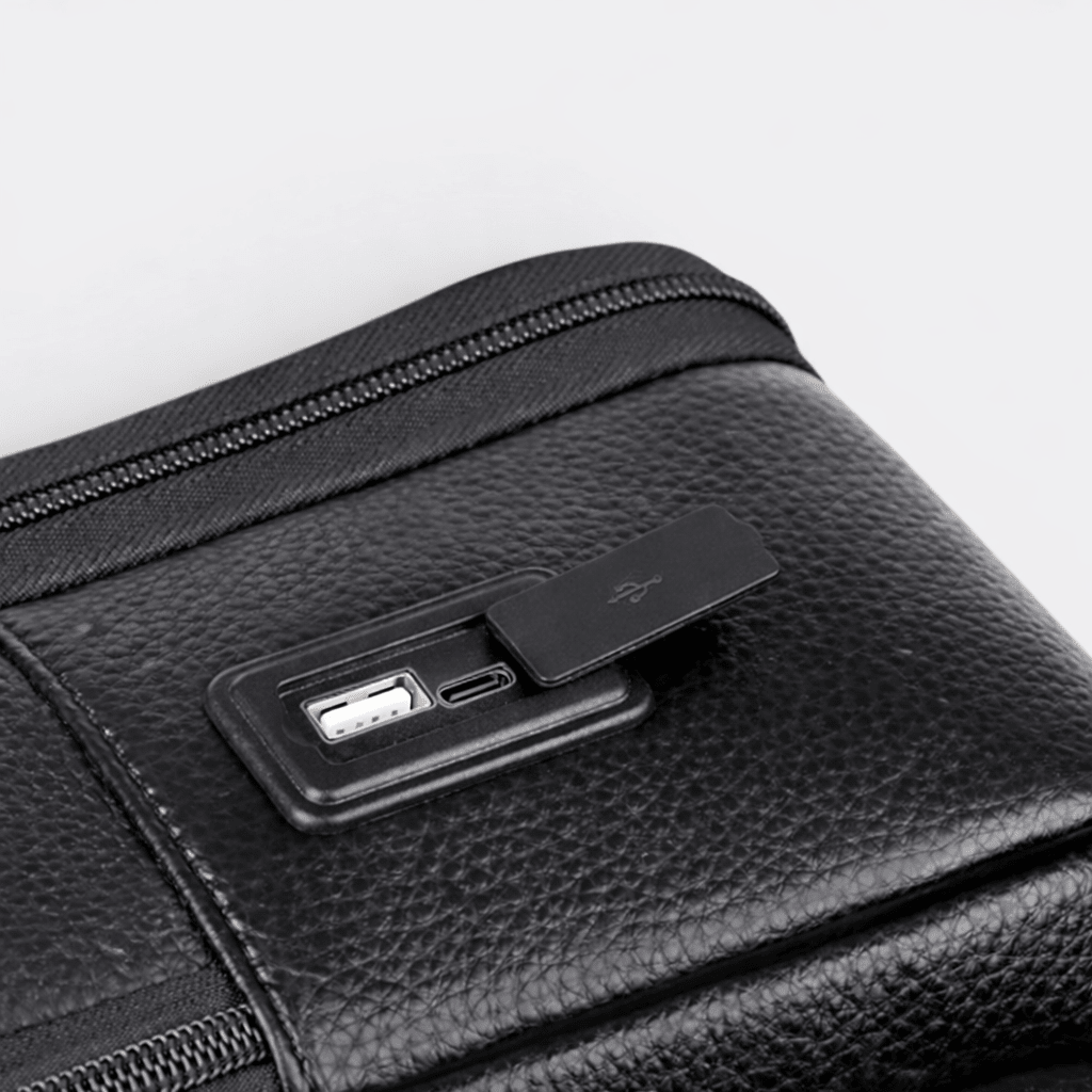 Sac à Dos Cuir Véritable Noir Homme Noir - | AïtaVia