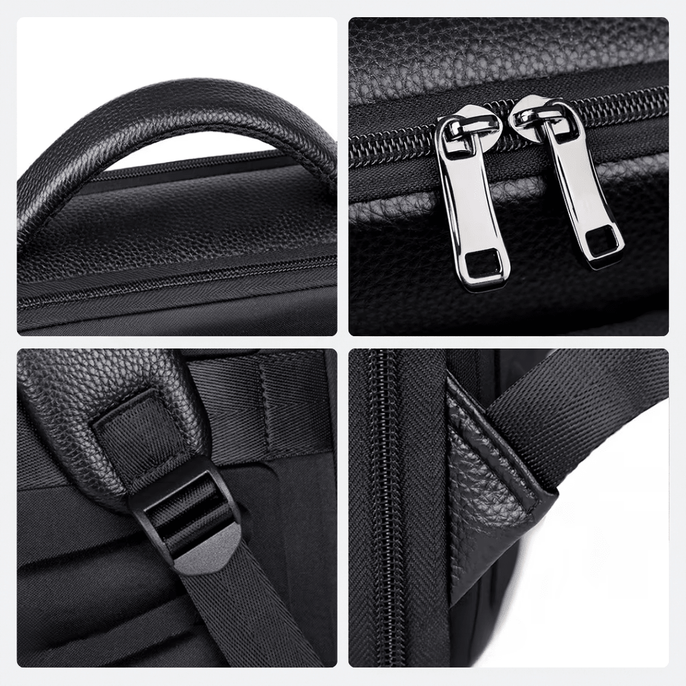 Sac à Dos Cuir Véritable Noir Homme Noir - | AïtaVia