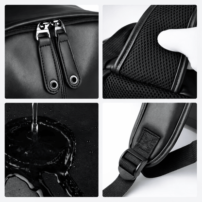 Sac à Dos de Voyage en Cuir Noir - | AïtaVia