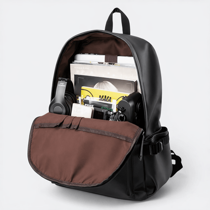 Sac à Dos de Voyage en Cuir Noir - | AïtaVia