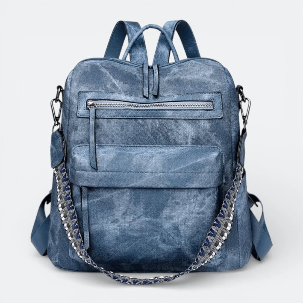 Sac à Dos en Cuir Imperméable Bleu Ardoise - | AïtaVia