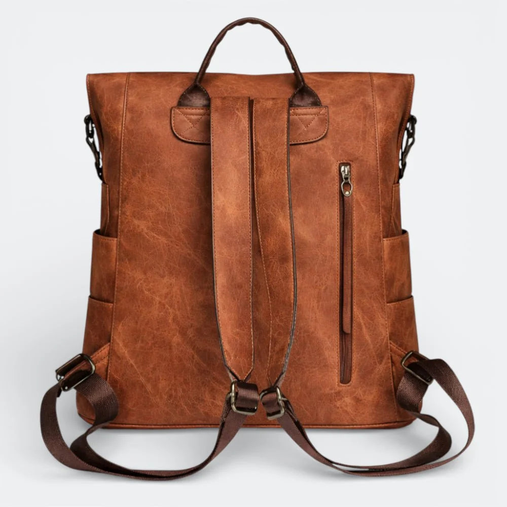 Sac à Dos en Cuir Imperméable Gris Taupe - | AïtaVia