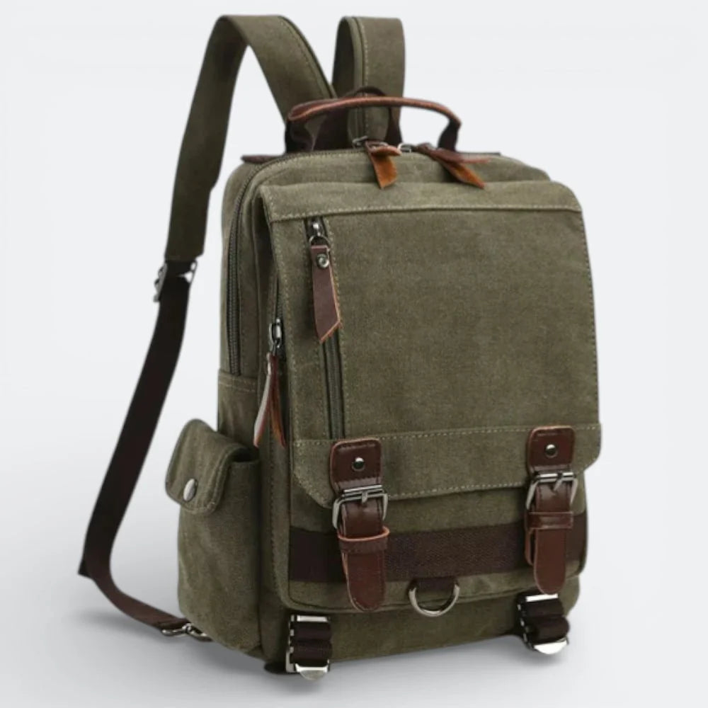 Sac à Dos en Toile Léger Kaki Foncé - | AïtaVia