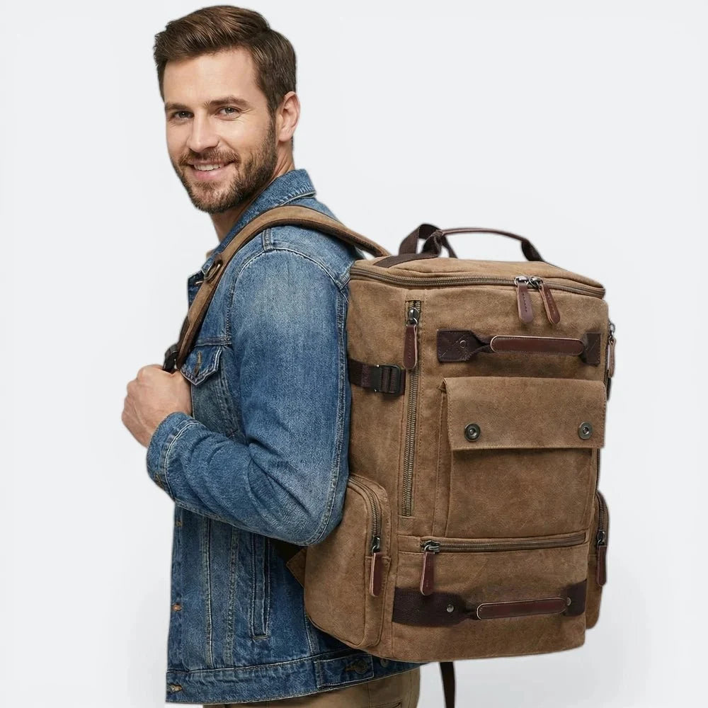 Sac à Dos en Toile Vintage Vert Grisé - | AïtaVia