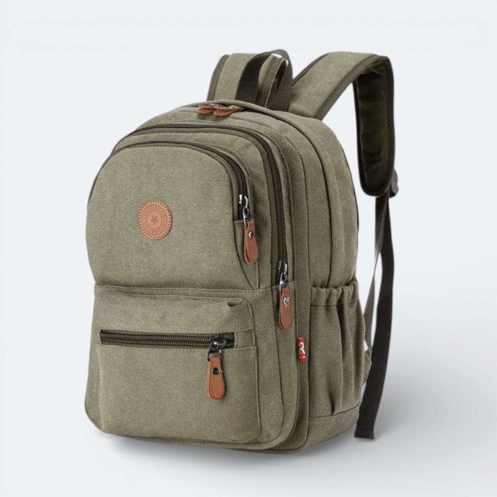 Sac à Dos Homme Toile Vintage Kaki Sombre - | AïtaVia