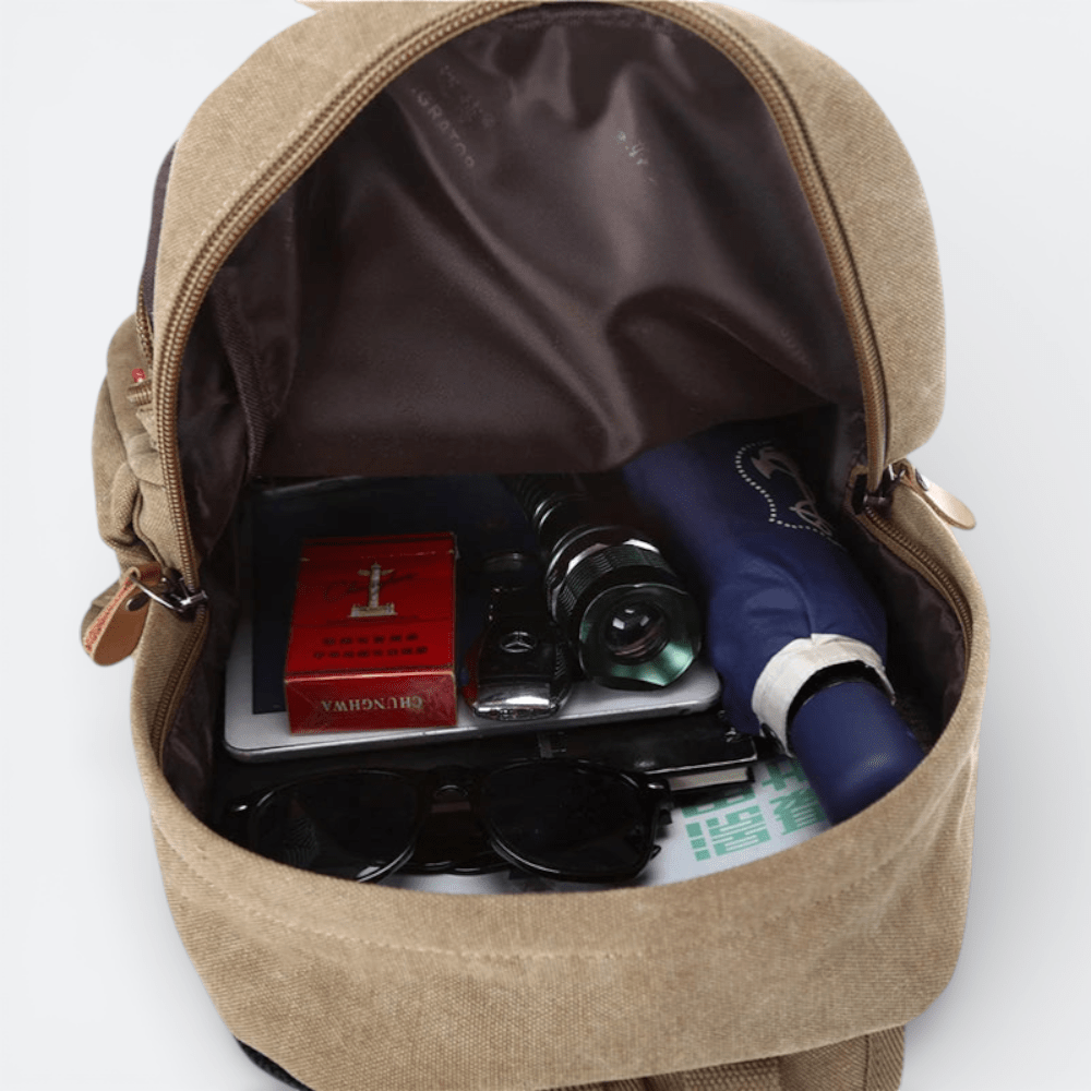 Sac à Dos Homme Toile Vintage Kaki Sombre - | AïtaVia